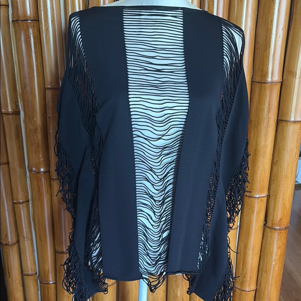 PQ Swim Black Fringe Open Weave Cover-Up